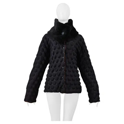 Pre-owned Issey Miyake "egg Carton" Bubble Jacket With Faux Fur 2000 In Black