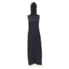 Issey Miyake Egg Carton Cloque Hooded Dress In Black