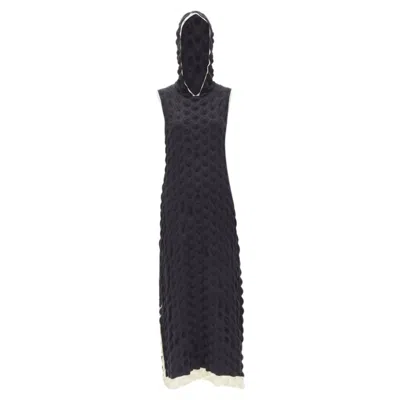 Issey Miyake Egg Carton Cloque Hooded Dress In Black