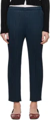 Issey Miyake Elastic Waist Casual Pants In Blue