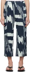 Issey Miyake Elastic Waist Casual Pants In Blue