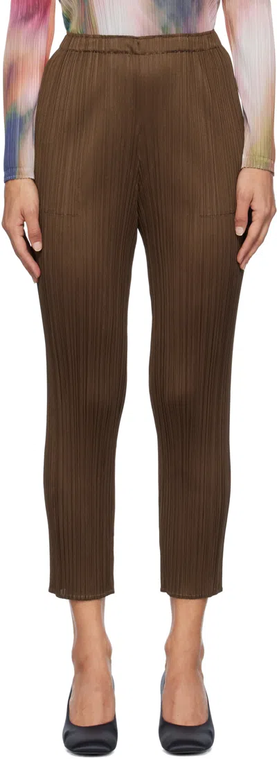 Issey Miyake Brown New Colorful Basics 4 Trousers In 44 Brown