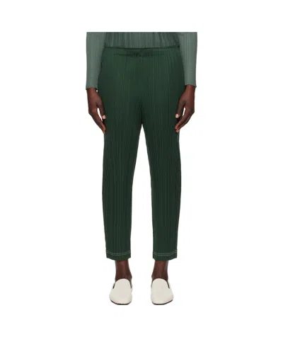 Issey Miyake Elastic Waist Casual Pants In Green