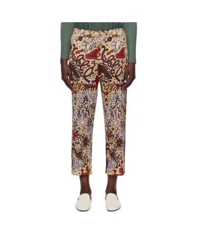 Issey Miyake Elastic Waist Casual Pants In Multicolor