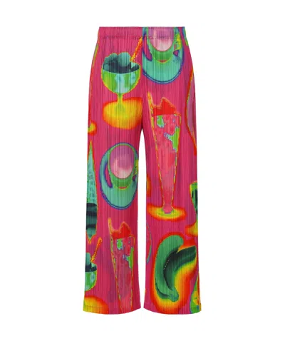 Issey Miyake Elastic Waist Casual Pants In Pink