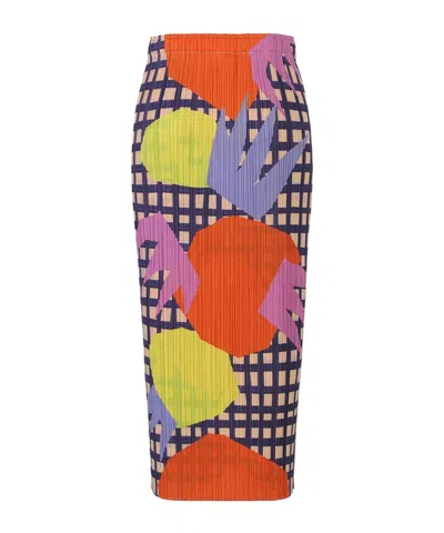 Issey Miyake Elastic Waist Skirt In Multi