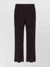 Issey Miyake Elastic Waistband Wide Leg Trousers In Brown