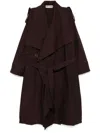Issey Miyake Enclothe Oversized Washi Wool Trench Coat In Brown