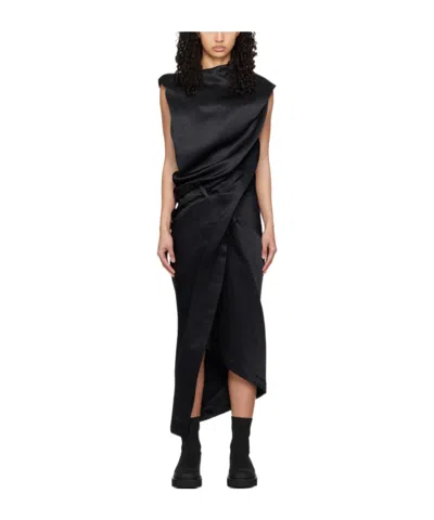 Issey Miyake Enveloping Asymmetric Maxi Dress In Black