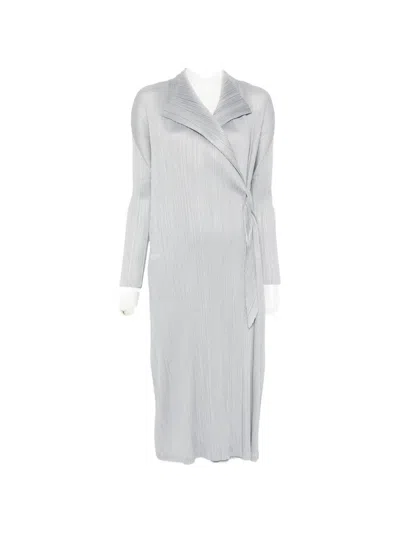 Issey Miyake Facade Pleated Coat In Gray