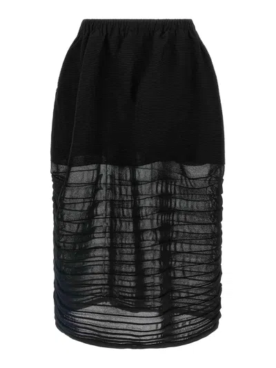 Issey Miyake Black December Moving Knit Midi Skirt