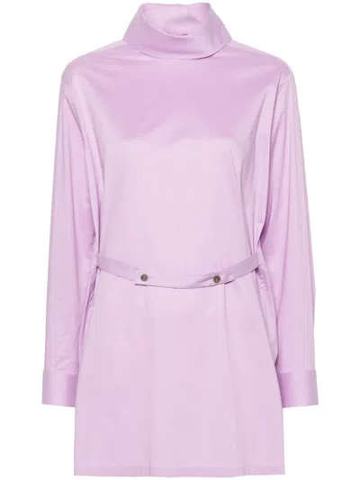 Issey Miyake Fastened Long-length Poplin Shirt In Purple