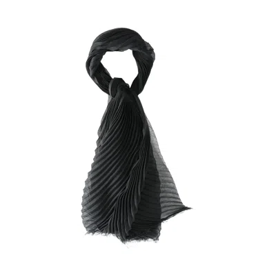 Pre-owned Issey Miyake Feather Ramie Pleats Stole 'black' | Women's Size Onesize