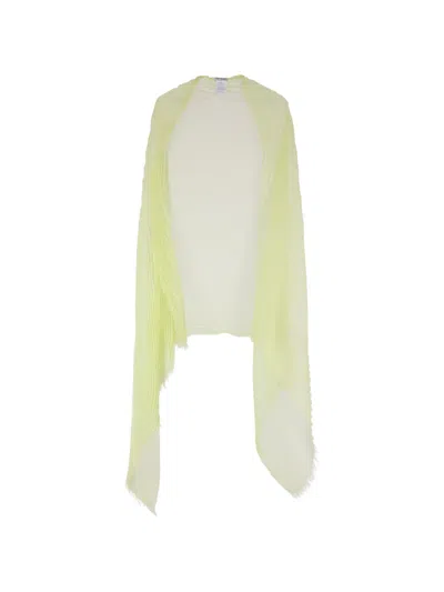 Issey Miyake Feather Ramie Pleats Stole Scarf In Green