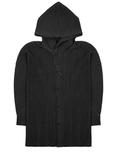 Issey Miyake Felpa Plissettata Con Bottoni In Black