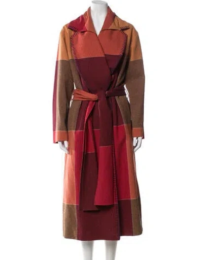 Pre-owned Issey Miyake Fete Colorblock Pattern Coat In Red