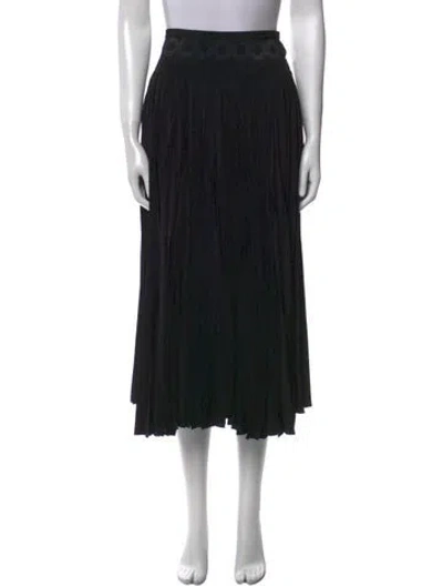 Pre-owned Issey Miyake Fete Embroidered Accent Midi Length Skirt In Black