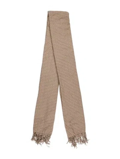 Pre-owned Issey Miyake Fete Plaid Print Scarf In Neutral