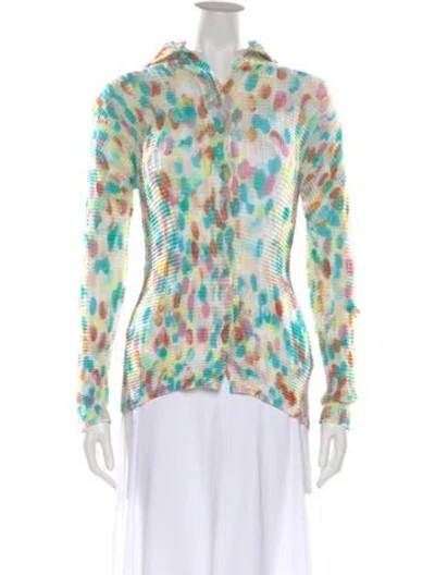 Pre-owned Issey Miyake Fete Printed Long Sleeve Top In Multi