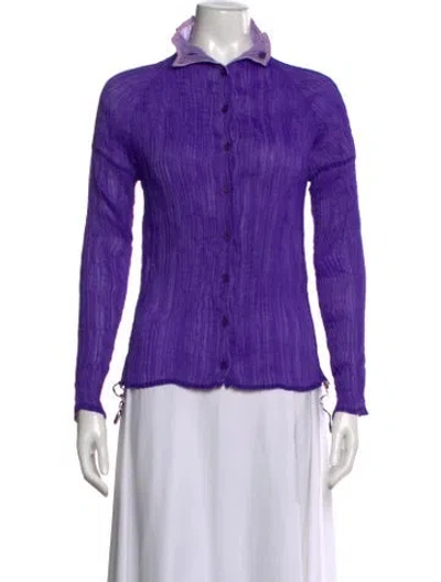 Pre-owned Issey Miyake Fete Vintage Long Sleeve Button-up Top In Purple
