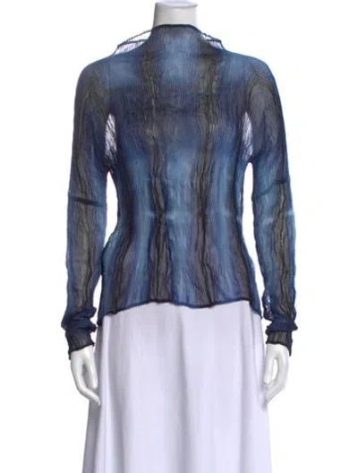 Pre-owned Issey Miyake Fete Vintage Printed Top In Blue