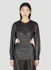 Issey Miyake Cut-out Long-sleeve Blouse In Brown