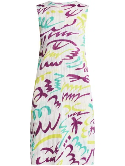 Issey Miyake Fizzy Midi Dress In White