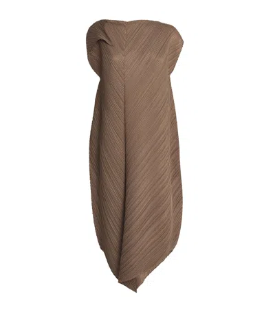 Issey Miyake Flare Midi Dress In Brown