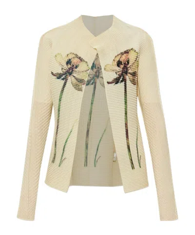 ISSEY MIYAKE FLORAL-PRINT CARDIGAN