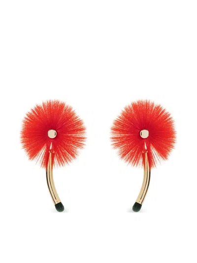 Issey Miyake Floral-motif Earrings In Gold