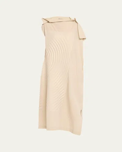 Issey Miyake Flow Long Pleated Dress In Neutral