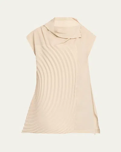 Issey Miyake Flow Pleated High-neck Top In Neutral