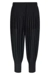 Issey Miyake Trousers Elastic Waistband Ribbed Cuffs In Black