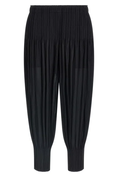 Issey Miyake Trousers Elastic Waistband Ribbed Cuffs In Black