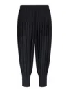 Issey Miyake Trousers Elastic Waistband Ribbed Cuffs In Black