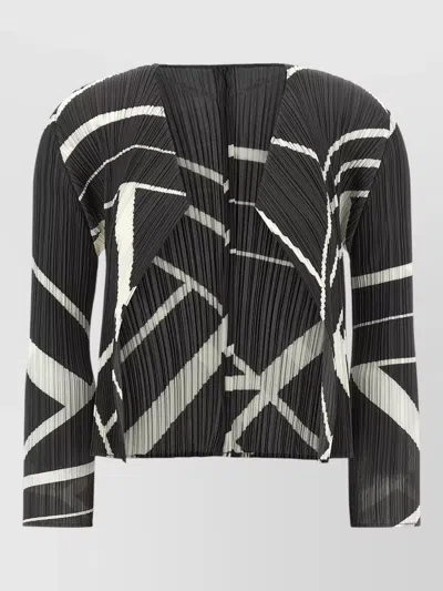 Issey Miyake Fold Line Pleated Cardigan In Multi
