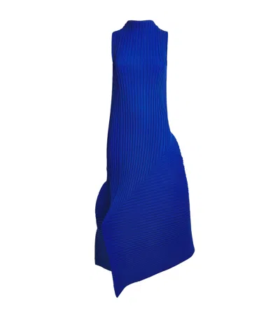 Issey Miyake Fold Pleats Maxi Dress In Blue