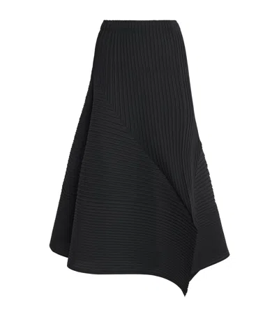 Issey Miyake Fold Pleats Maxi Skirt In Black