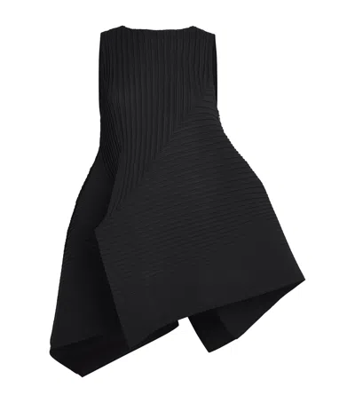 Issey Miyake Fold Pleats Mini Dress In Black