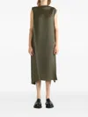 Issey Miyake Fold Pleats Sleeveless Midi Dress In Green