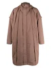 Issey Miyake Frame Hooded Padded Coat In Brown