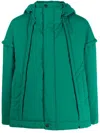 Issey Miyake Frame Hooded Padded Jacket In Green