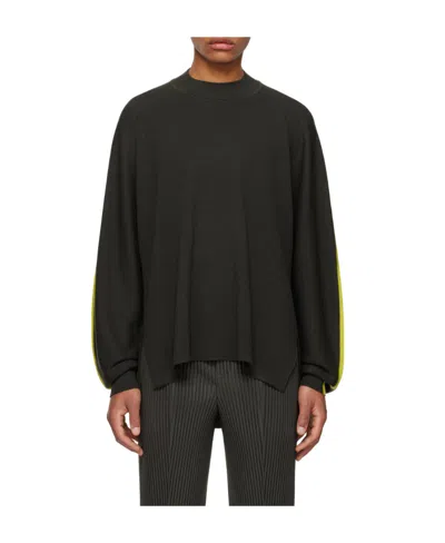 Issey Miyake Framework Knit Striped Wool Jumper In Black