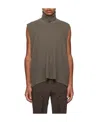 Issey Miyake Framework Roll-neck Wool Vest In Brown