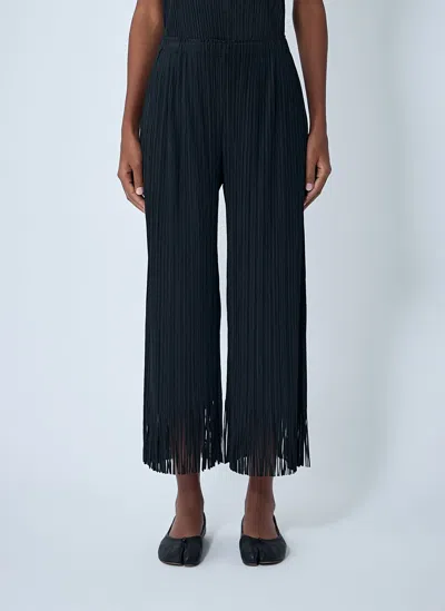 Issey Miyake Fringe Pleated Pants In Blue