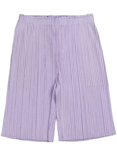 Issey Miyake Fully-pleated Shorts In Purple
