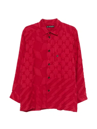 Pre-owned Issey Miyake Geometric Cut Jacquard Shirt In Red