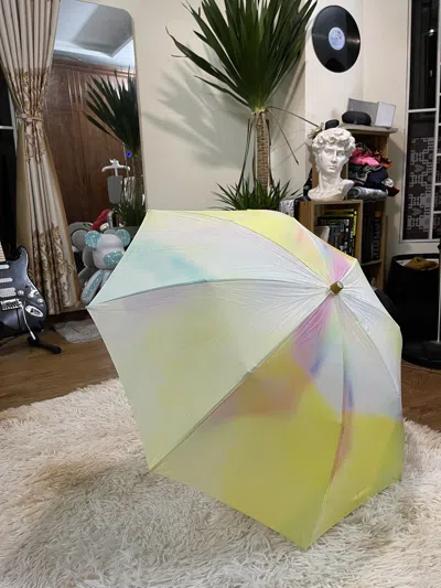 Pre-owned Issey Miyake Gradient Rainbow Umbrella In Neon Pink Yellow
