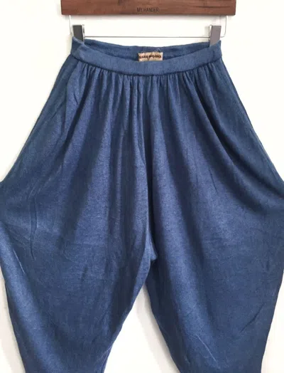 Pre-owned Issey Miyake Grail80s Miyake Drawstring Baggy Pleated Pants In Bering Sea Blue