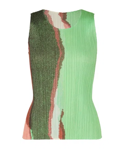 ISSEY MIYAKE ABSTRACT-PRINT SLEEVELESS TOP